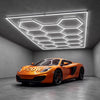 VEVOR Hexagon Garage Lights 720W 86400LM 6500K 14 Grid Systems LED Light, Bright Honeycomb Hex Car Detailing Lighting, with Rectangle Frame, Easy Install, for Garage, Warehouse, Workshop, Shop, Gym