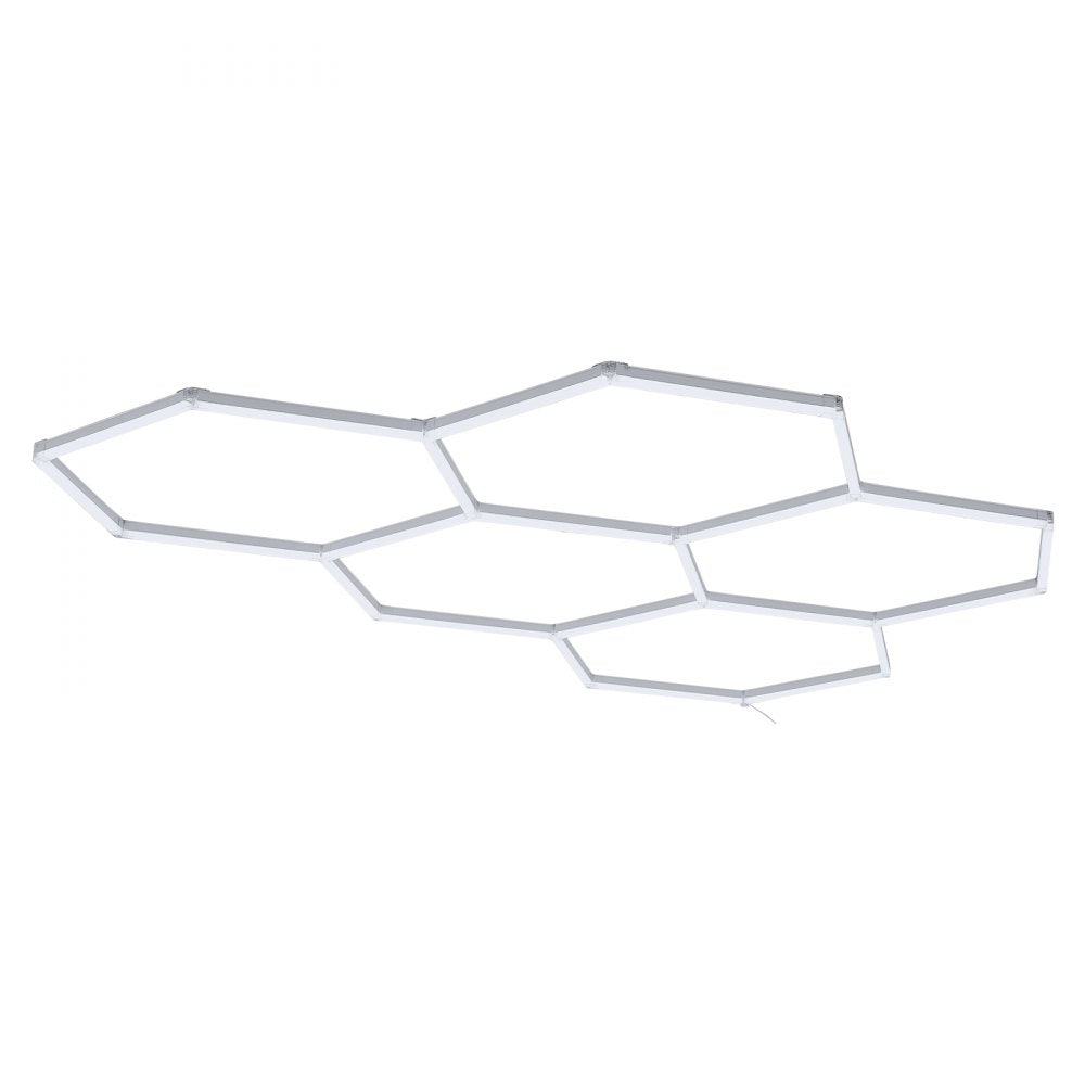 VEVOR Hexagon Garage Lights 240W 28800LM 6500K 5 Grid Systems LED Light, Bright Honeycomb Hex Car Detailing Lighting, Easy Install, Durable PC Material, for Garage, Warehouse, Workshop, Shop, Gym