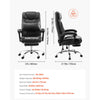 VEVOR Executive Office Chair with Footrest, 300lb Capacity Office Chair with Lumbar Pillow, Height Adjustable Ergonomic Chair, PU Leather Reclining Home Office Desk Chairs, Black
