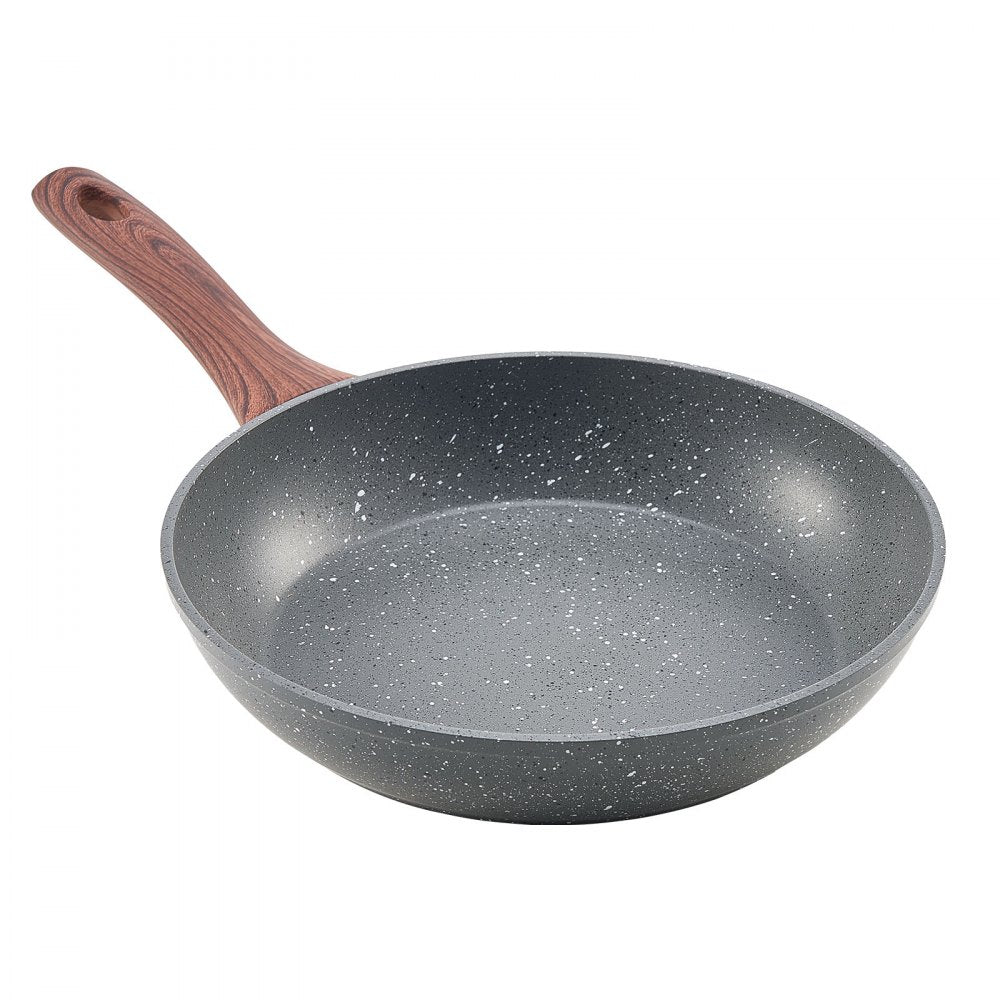 VEVOR Frying Pan Skillet, Aluminum Egg Fry Pans, 3 Piece Set (9.5, 11, 12 in), Nonsitck Heavy-Duty Skillets with Heat-Resistant Handle, Chef's Kitchen Cookware, for Gas, Electric, Induction, Grey
