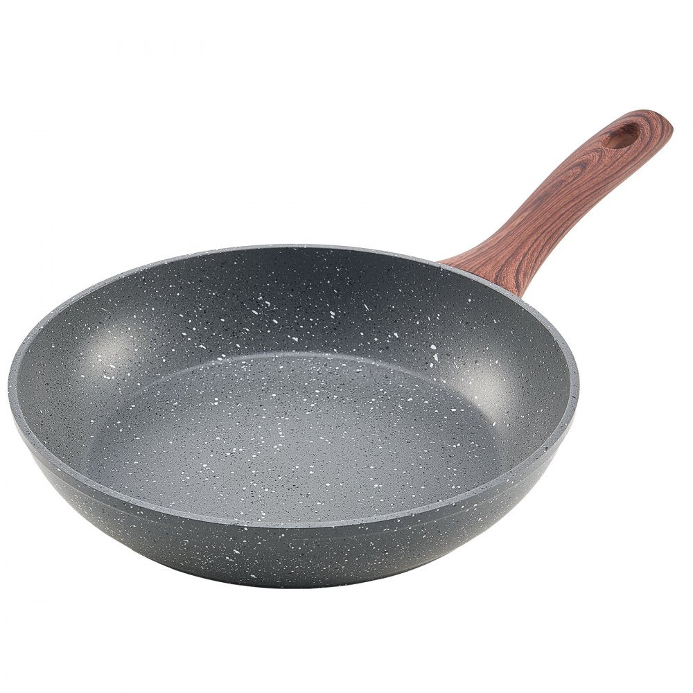 VEVOR Frying Pan Skillet, Aluminum Egg Fry Pans, 3 Piece Set (9.5, 11, 12 in), Nonsitck Heavy-Duty Skillets with Heat-Resistant Handle, Chef's Kitchen Cookware, for Gas, Electric, Induction, Grey