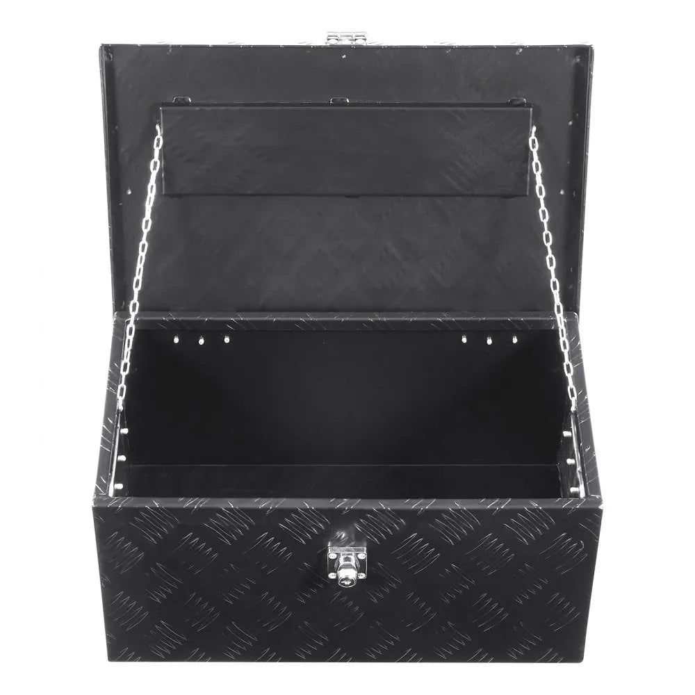 VEVOR Heavy Duty Aluminum Truck Bed Tool Box, Stripes Plated Tool Box with Side Handle and Lock Keys, Storage Toolbox Chest Organizer for Trailer, Pickup, Truck Bed, RV, 20"x12"x9.5", Black