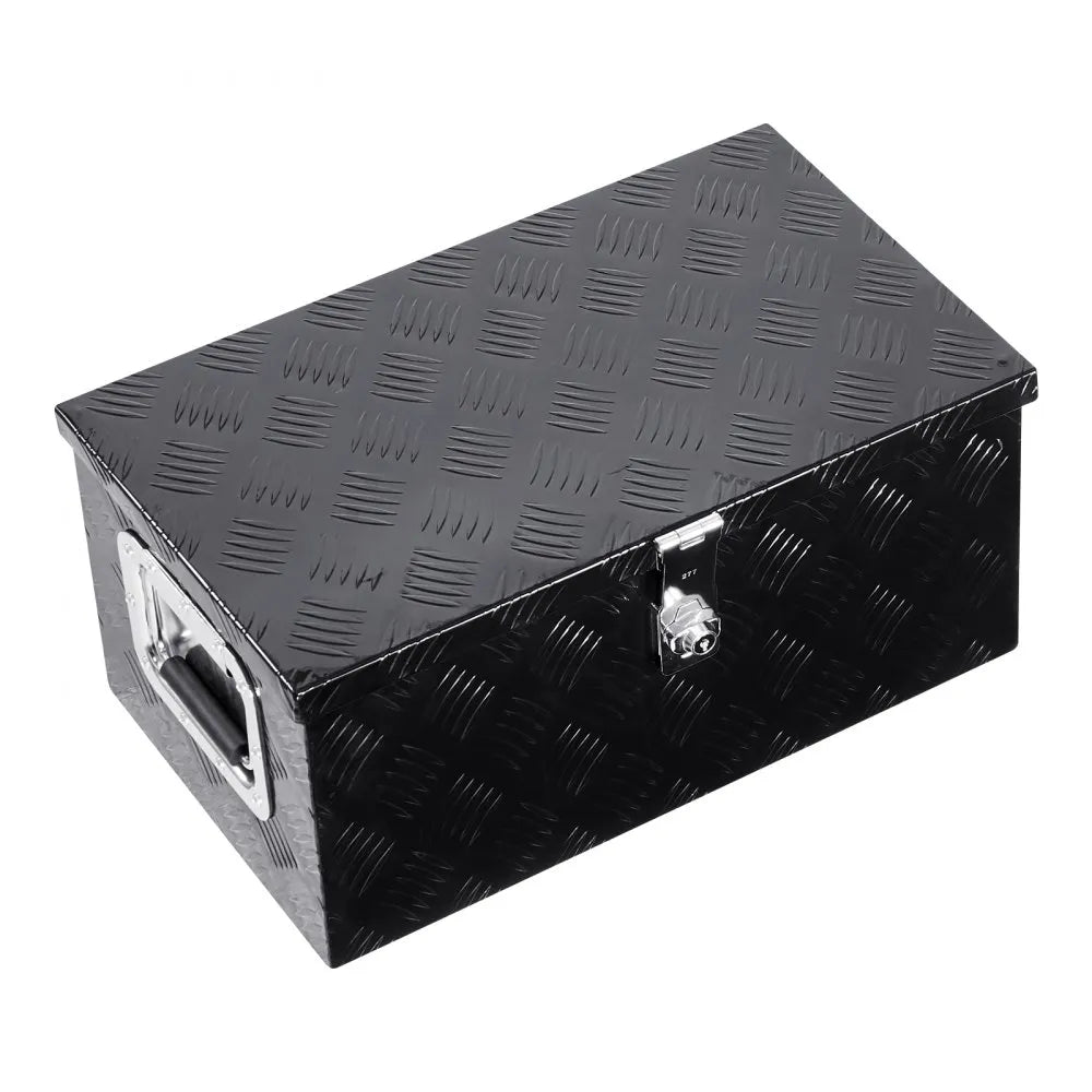 VEVOR Heavy Duty Aluminum Truck Bed Tool Box, Stripes Plated Tool Box with Side Handle and Lock Keys, Storage Toolbox Chest Organizer for Trailer, Pickup, Truck Bed, RV, 20"x12"x9.5", Black