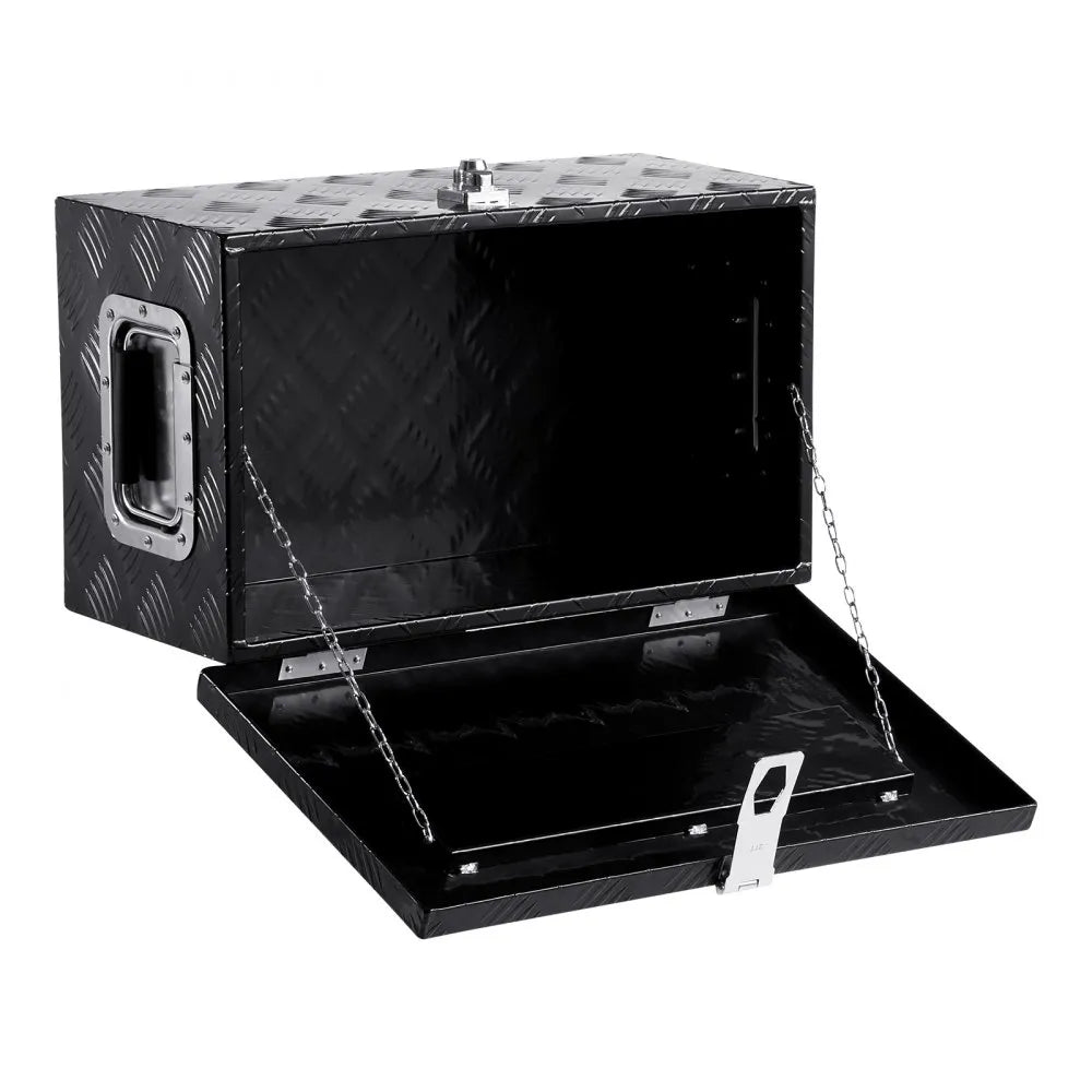 VEVOR Heavy Duty Aluminum Truck Bed Tool Box, Stripes Plated Tool Box with Side Handle and Lock Keys, Storage Toolbox Chest Organizer for Trailer, Pickup, Truck Bed, RV, 20"x12"x9.5", Black