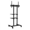 VEVOR Mobile TV Stand, Mobile TV Cart for 32 to 70 inch TVs, Height Adjustable Portable TV Stand with Wheels, Double Tray for Audio-Visual Devices, Rolling TV Stand with Mount for Bedroom, Living Room