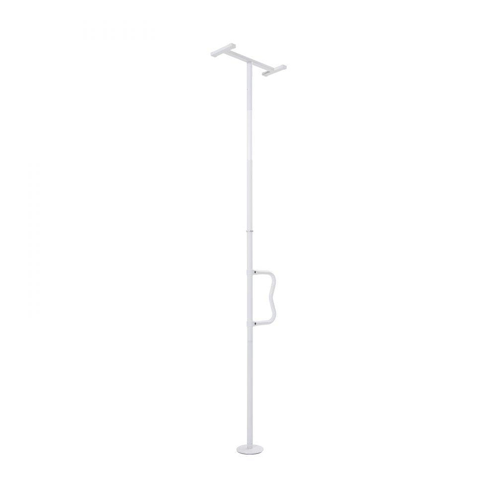 VEVOR Floor-to-Ceiling Transfer Pole, Tension Mounted Bathroom Grab Bar with Anti-Slip Curve Handle, 300 Lbs Capacity Security Pole for Elderly, Ideal Senior Safety Pole for 7-10 Ft Ceilings, White