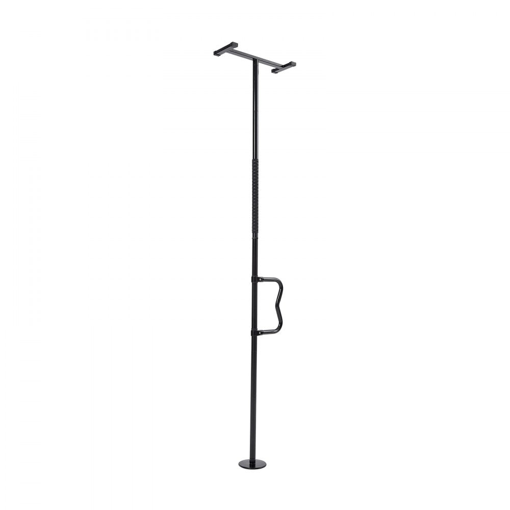 VEVOR Floor-to-Ceiling Transfer Pole, Tension Mounted Bathroom Grab Bar with Anti-Slip Curve Handle, 300 Lbs Capacity Security Pole for Elderly, Ideal Senior Safety Pole for 7-10 Ft Ceilings, Black