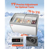 VEVOR Commercial Ice Cream Display Case, 12.8 Cu.ft Chest Freezer, -19 to 3℉ Temp Adjustable Mobile Top Deep Freezer with 4 Wire Baskets, 2 Sliding Glass Doors, Locking Casters & LED Strip Lighting