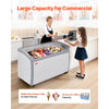 VEVOR Commercial Ice Cream Display Case, 12.8 Cu.ft Chest Freezer, -19 to 3℉ Temp Adjustable Mobile Top Deep Freezer with 4 Wire Baskets, 2 Sliding Glass Doors, Locking Casters & LED Strip Lighting