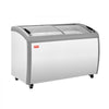VEVOR Commercial Ice Cream Display Case, 12.8 Cu.ft Chest Freezer, -19 to 3℉ Temp Adjustable Mobile Top Deep Freezer with 4 Wire Baskets, 2 Sliding Glass Doors, Locking Casters & LED Strip Lighting