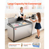 VEVOR Commercial Ice Cream Display Case, 13.1 Cu.ft Chest Freezer, Restaurant Gelato Dipping Cabinet Top Deep Freezer with Locking Casters, Sliding Glass Door, LED Lighting, Hold 8 Ice Cream Tubs