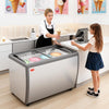 VEVOR Commercial Ice Cream Display Case, 13.1 Cu.ft Chest Freezer, Restaurant Gelato Dipping Cabinet Top Deep Freezer with Locking Casters, Sliding Glass Door, LED Lighting, Hold 8 Ice Cream Tubs