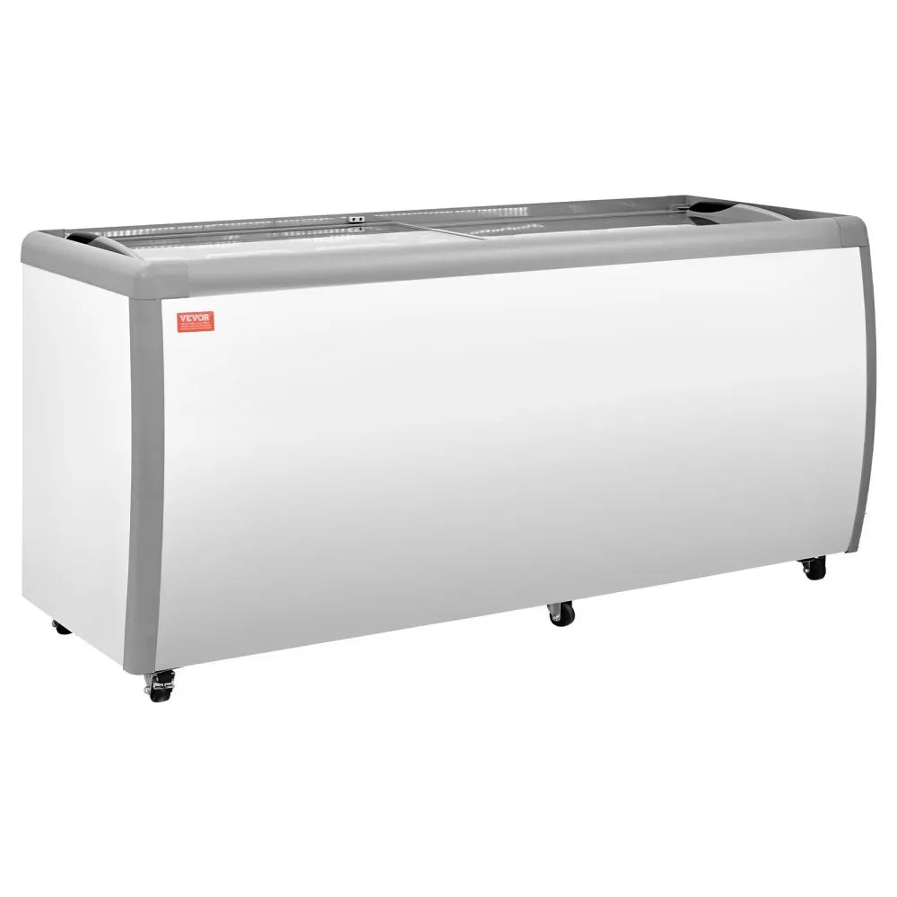 VEVOR Commercial Ice Cream Display Case, 20 Cu.ft Chest Freezer, Restaurant Gelato Dipping Cabinet Top Deep Freezer with Locking Casters, Sliding Glass Door, LED Lighting, Hold 12 Ice Cream Tubs