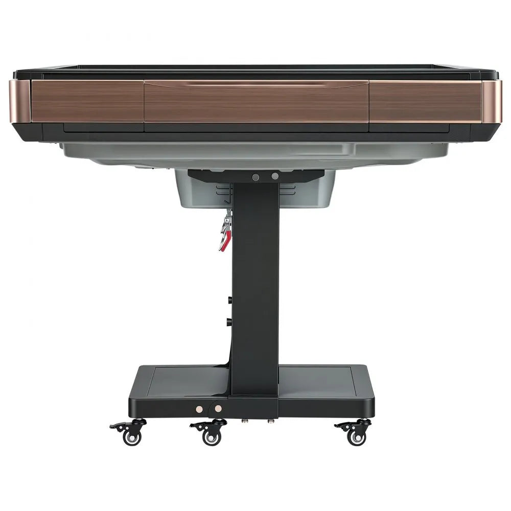 VEVOR Automatic Mahjong Table Roller Coaster Style 40 mm Folding Table&Base, Chinese/Filipino/American Mahjong, 2 Sets of 164 Tiles, 39 x 39 in, with 6 Wheels Hard Tabletop Cover Cup Holders, Wine Red