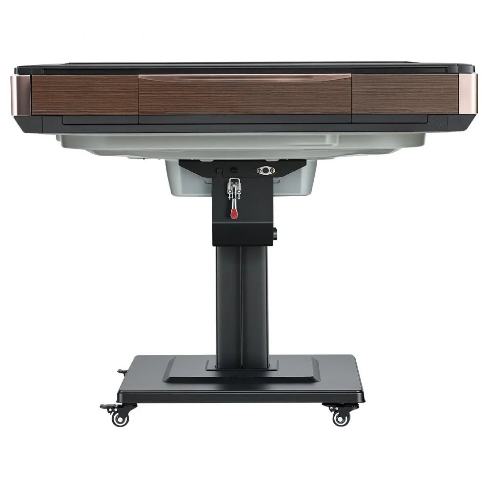 VEVOR Automatic Mahjong Table Roller Coaster Style 40 mm Folding Table, Chinese/Filipino/American Mahjong, 2 Sets of 164 Tiles, 39 x 39 in, with 4 Wheels, Hard Tabletop Cover, Cup Holders, Brown