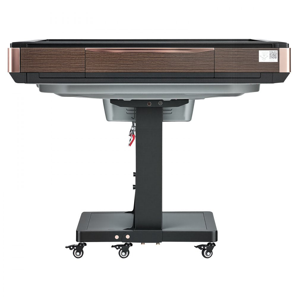 VEVOR Automatic Mahjong Table Roller Coaster Style 40 mm Folding Table&Base, Chinese/Filipino/American Mahjong, 2 Sets of 164 Tiles, 39 x 39 in, with 6 Wheels, Hard Tabletop Cover, Cup Holders, Brown
