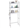 VEVOR Over the Toilet Storage, 3-Tier Adjustable Over Toilet Bathroom Organizer, Bamboo Storage Shelf Rack with 3 Hooks, Freestanding Easy Assembly Laundry Space Saver, Fit Most Toilets, White