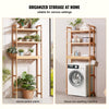 VEVOR Over the Toilet Storage, 3-Tier Adjustable Over Toilet Bathroom Organizer, Bamboo Storage Shelf Rack with 3 Hooks, Freestanding Easy Assembly Laundry Space Saver, Fit Most Toilets