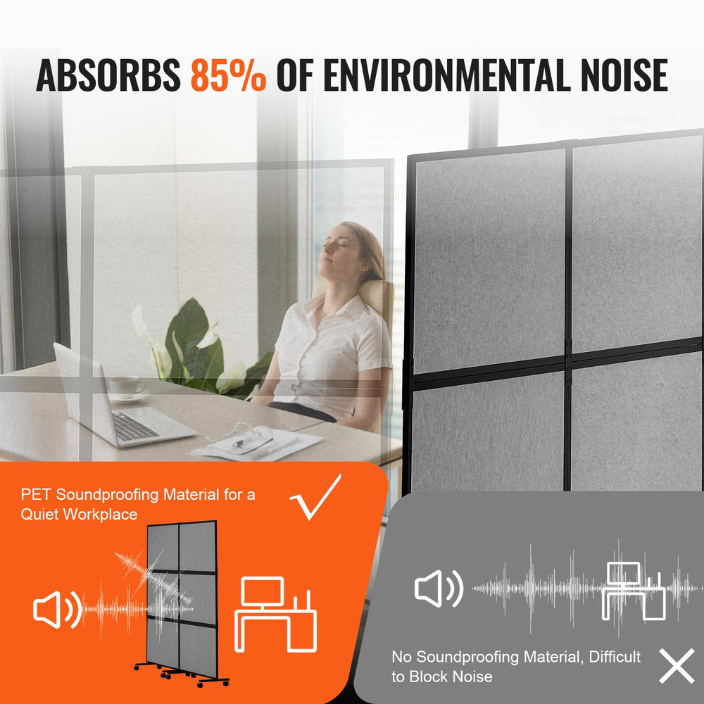 VEVOR office divider PET soundproofing material absorbs 85% of environmental noise graphic