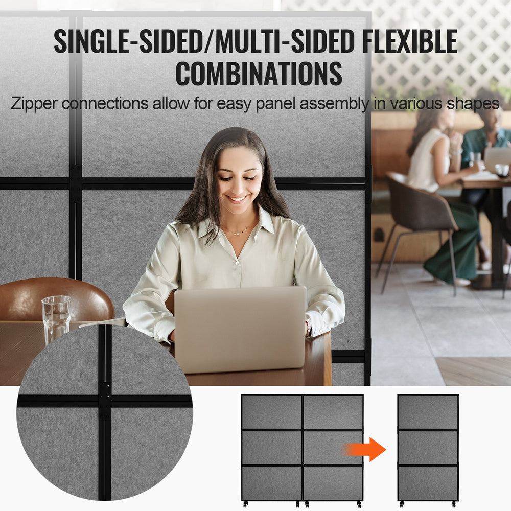 VEVOR office divider single-sided/multi-sided flexible combinations with zipper connections graphic