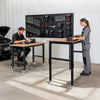 VEVOR Adjustable Workbench on Wheels, 1500 lbs Capacity, 48 x 24 Inch Oak Wood Top Workbench with 28.5-42.3 Inch Height Adjustment, Heavy-Duty Hardwood Worktable for Garage, Workshop, Home, Office