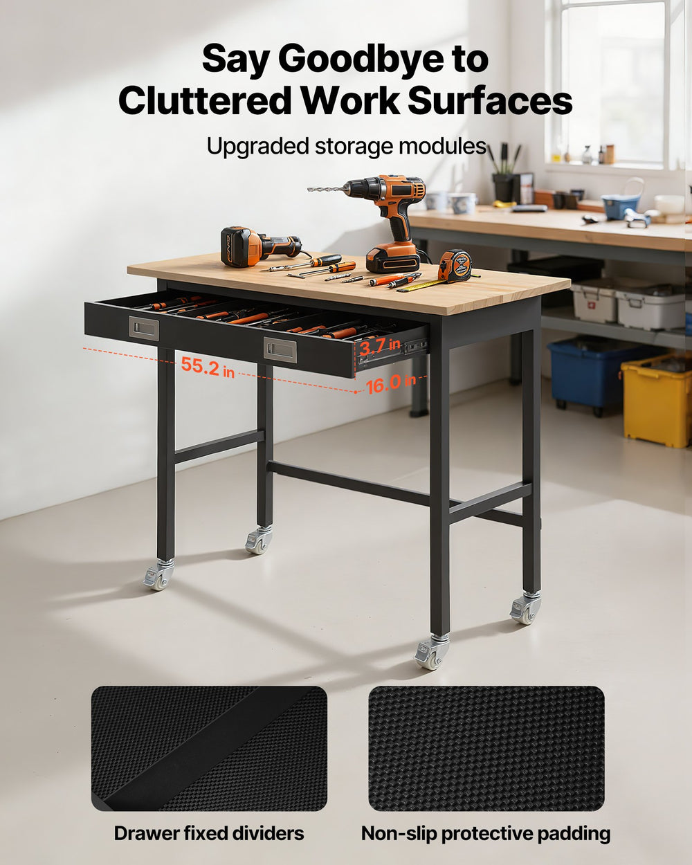 VEVOR workbench drawer storage modules and non-slip padding (feature image)
