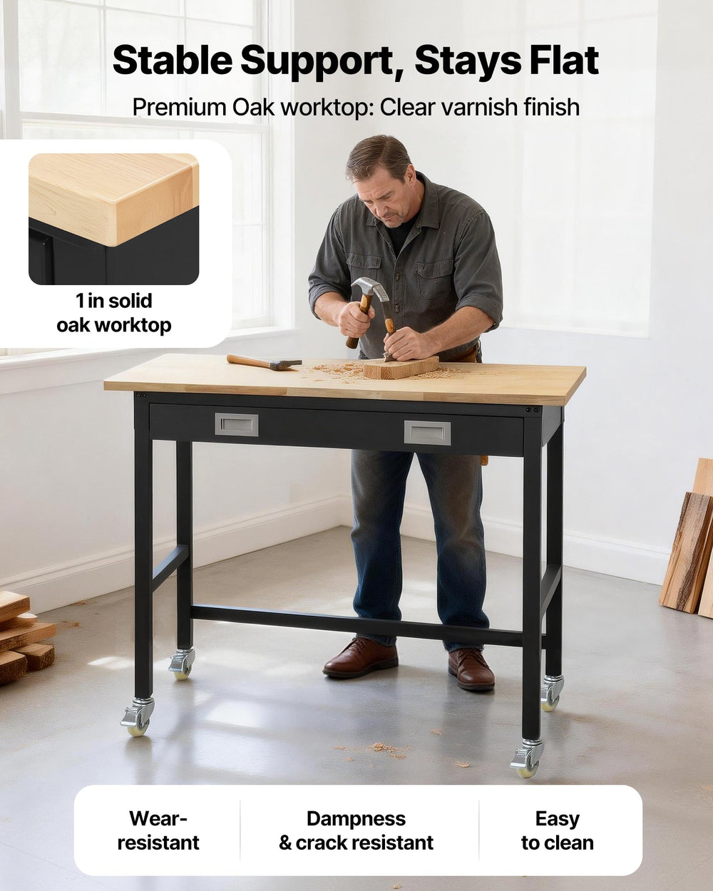 VEVOR 1-inch solid oak worktop with clear varnish finish (feature image)