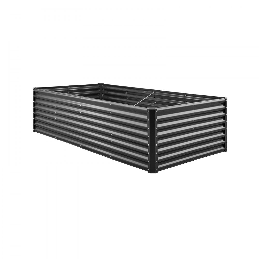 VEVOR Metal Raised Garden Bed, 8 x 4 x 2 ft Outdoor Galvanized Planter Garden Box, Open Bottom Design, Large Planter Raised Bed for Growing Vegetables, Flowers, Herbs, and Succulents, Dark Gray