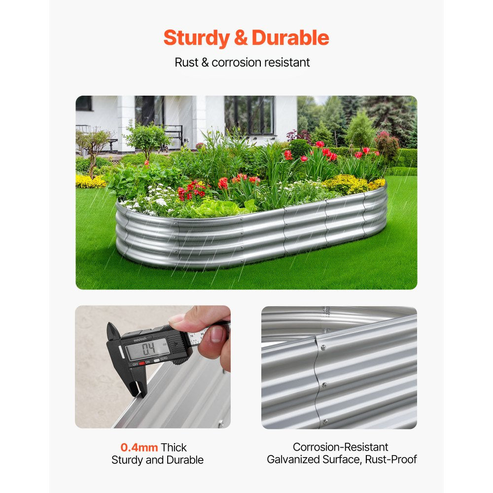 VEVOR Metal Raised Garden Bed, 6 x 3 x 1 ft Outdoor Galvanized Planter Garden Box, Open Bottom Design, Large Planter Raised Bed for Growing Vegetables, Flowers, Herbs, Succulents, Galvanized Color