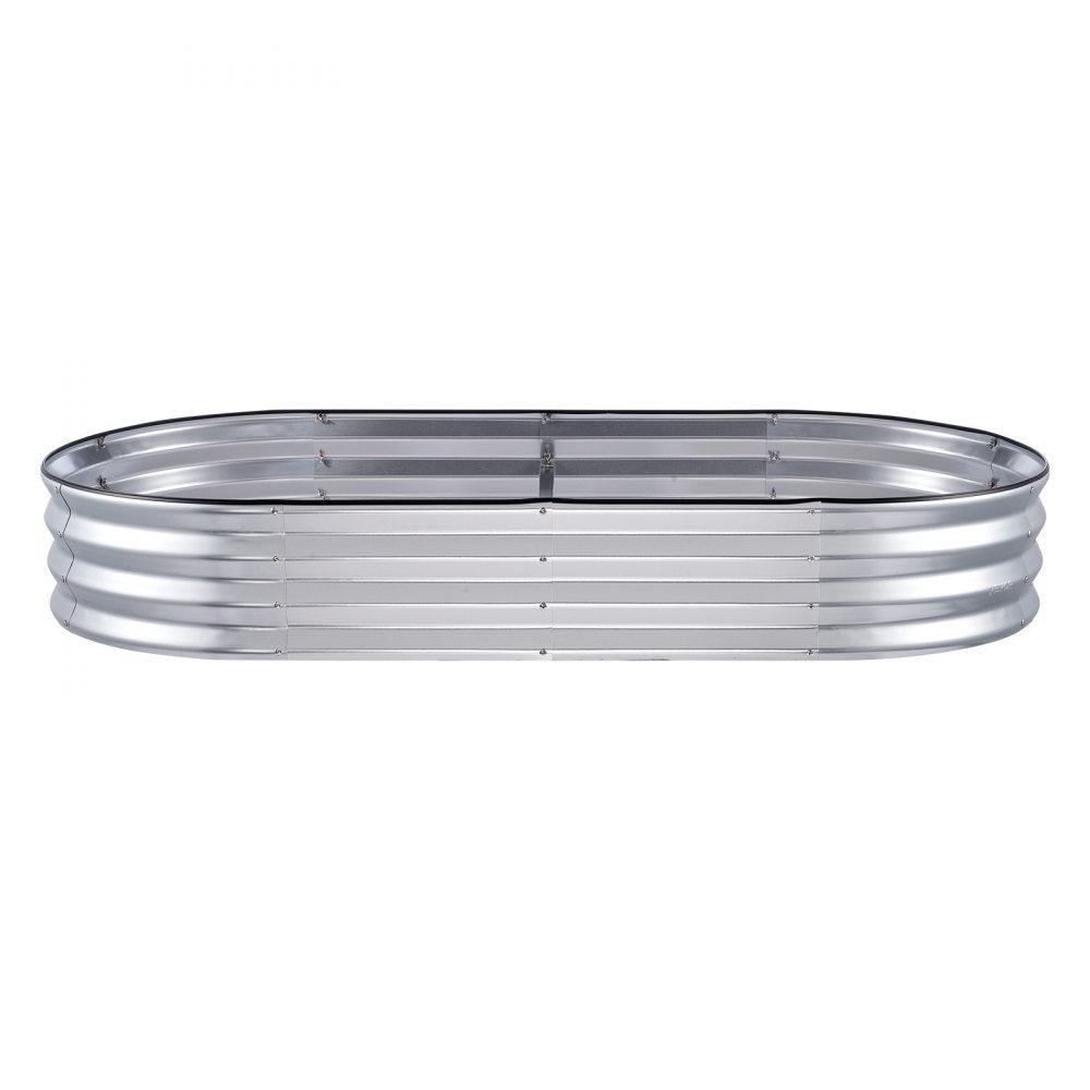 VEVOR Raised Garden Bed, 6 x 3 x 0.9 ft Galvanized Metal Planter Box, Outdoor Planting Boxes with Open Base, for Growing Flowers/Vegetables/Herbs in Backyard/Garden/Patio/Balcony, Silver