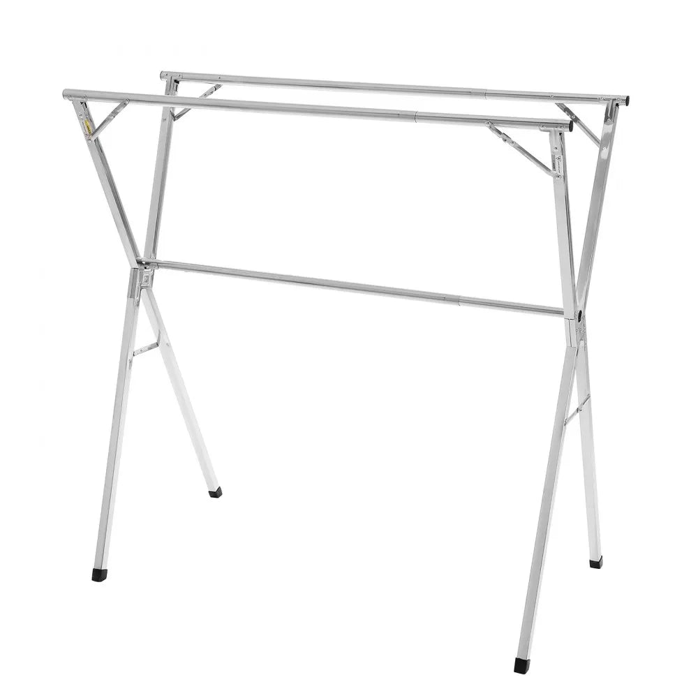 VEVOR Clothes Drying Rack, 2-Tier Telescopic Laundry Dryer Rack, Stainless Steel Drying Racks with 30 Windproof Holes and 2 Shoe Hooks, Free-Standing and Portable Hanger for Outdoor & Indoor Use