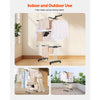 VEVOR Clothes Drying Rack, 4-Tier Foldable Laundry Dryer Rack, Metal Drying Racks with 24 Drying Rods, Free-Standing and Portable Hanger with 4 Castors and Two Side Wings for Outdoor & Indoor Use