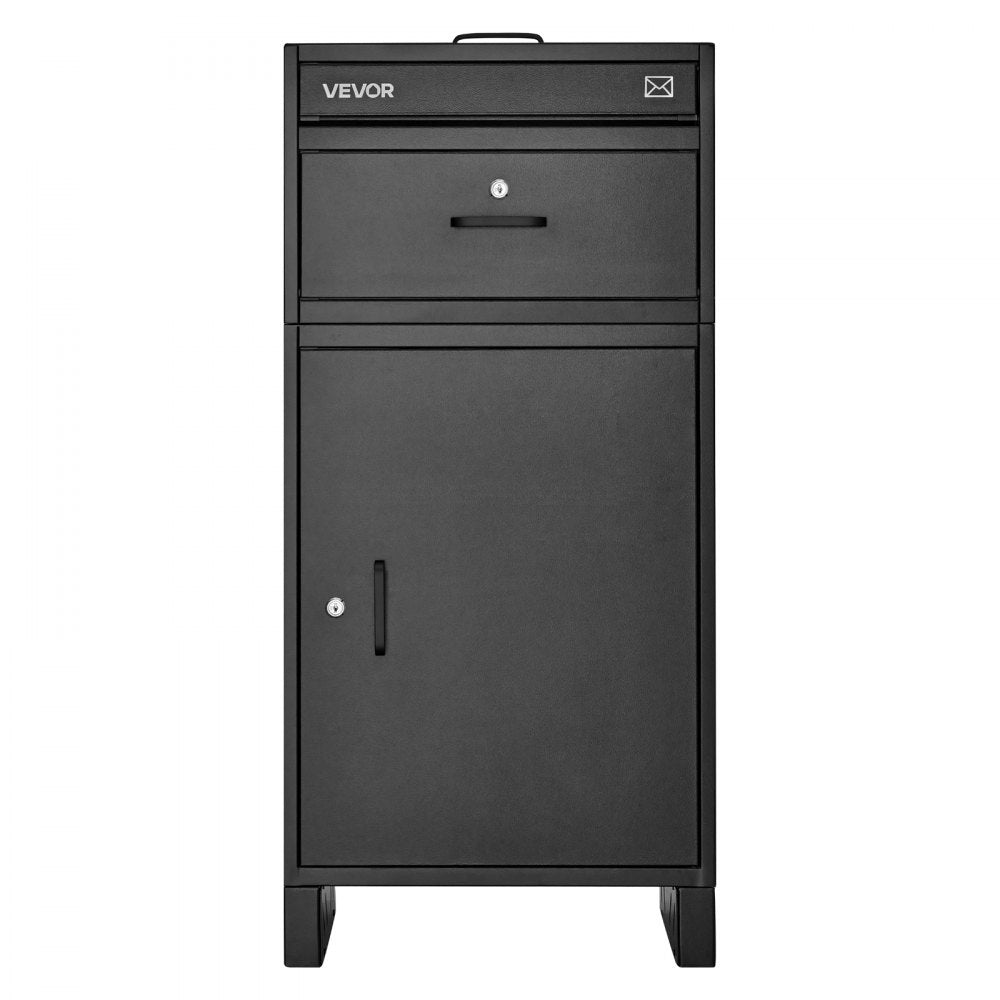 VEVOR Package Delivery Box for Outside 38.78 in Large Metal Parcel Drop Box, for Porch, Curbside & House Storage, Lockable Anti-Theft Waterproof Weatherproof, Thick Secure Mailbox for Outdoor, Black