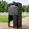 VEVOR Package Delivery Box for Outside 44.09 in Large Metal Parcel Drop Box, for Porch, Curbside & House Storage, Lockable Anti-Theft Waterproof Weatherproof, Secure Mailbox for Outdoor, Black & Brown