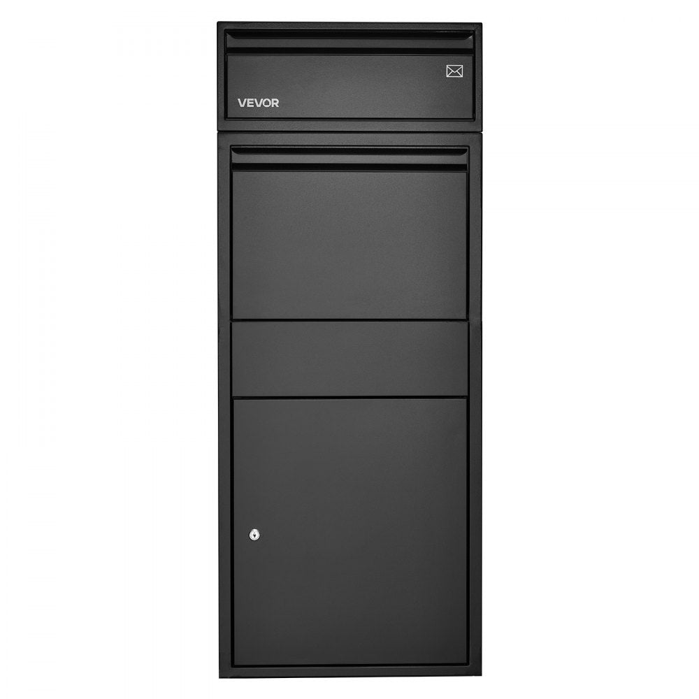 VEVOR Package Delivery Box for Outside 47.24 in Large Metal Parcel Drop Box, for Porch, Curbside & House Storage, Lockable Anti-Theft Waterproof Weatherproof, Thick Secure Mailbox for Outdoor, Black