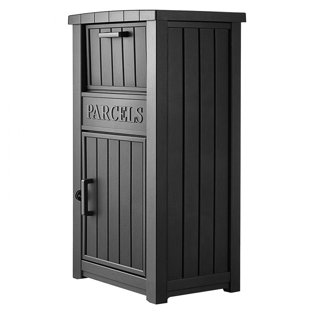 VEVOR Package Delivery Box for Outside 44.13 in Large Parcel Drop Box Black, for Porch, Curbside & House Storage, Lockable Anti-Theft Waterproof Weatherproof, Thick PP Secure Mailbox for Outdoor Use