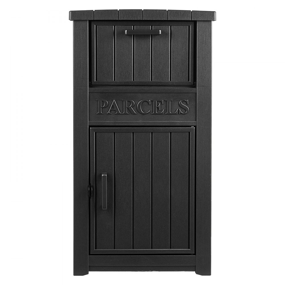VEVOR Package Delivery Box for Outside 44.13 in Large Parcel Drop Box Black, for Porch, Curbside & House Storage, Lockable Anti-Theft Waterproof Weatherproof, Thick PP Secure Mailbox for Outdoor Use