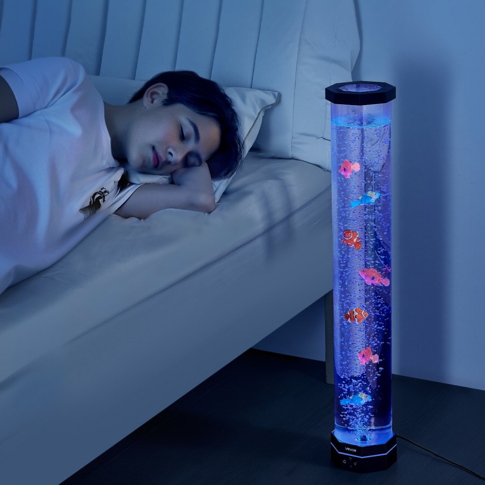 VEVOR Sensory Bubble Tube Lamp, 2.67 ft Bubble Fish Tube, Sensory Aquarium Lamp with 6 Floating Fish & 16 Color Effects, Remote Control, Stress Relief Calming Light for Bedroom Living Room Home Decor