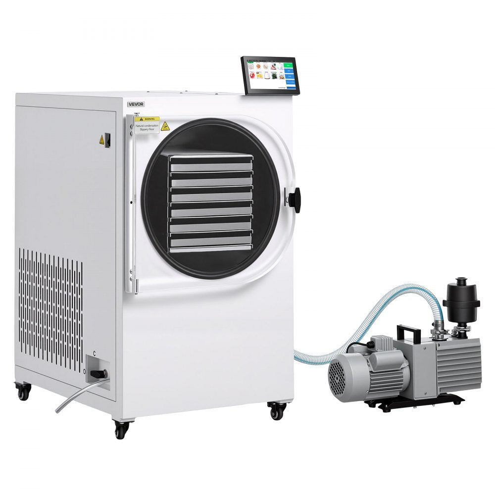 VEVOR Vacuum Freeze Dryer Machine, 22-33.1 lbs/Batch, 6 Trays, 10 Presets for Fruit Vegetable Meat, Durable Freestanding Freeze Drying Equipment with Wheel, App Control, LCD Touchscreen, Auto Defrost
