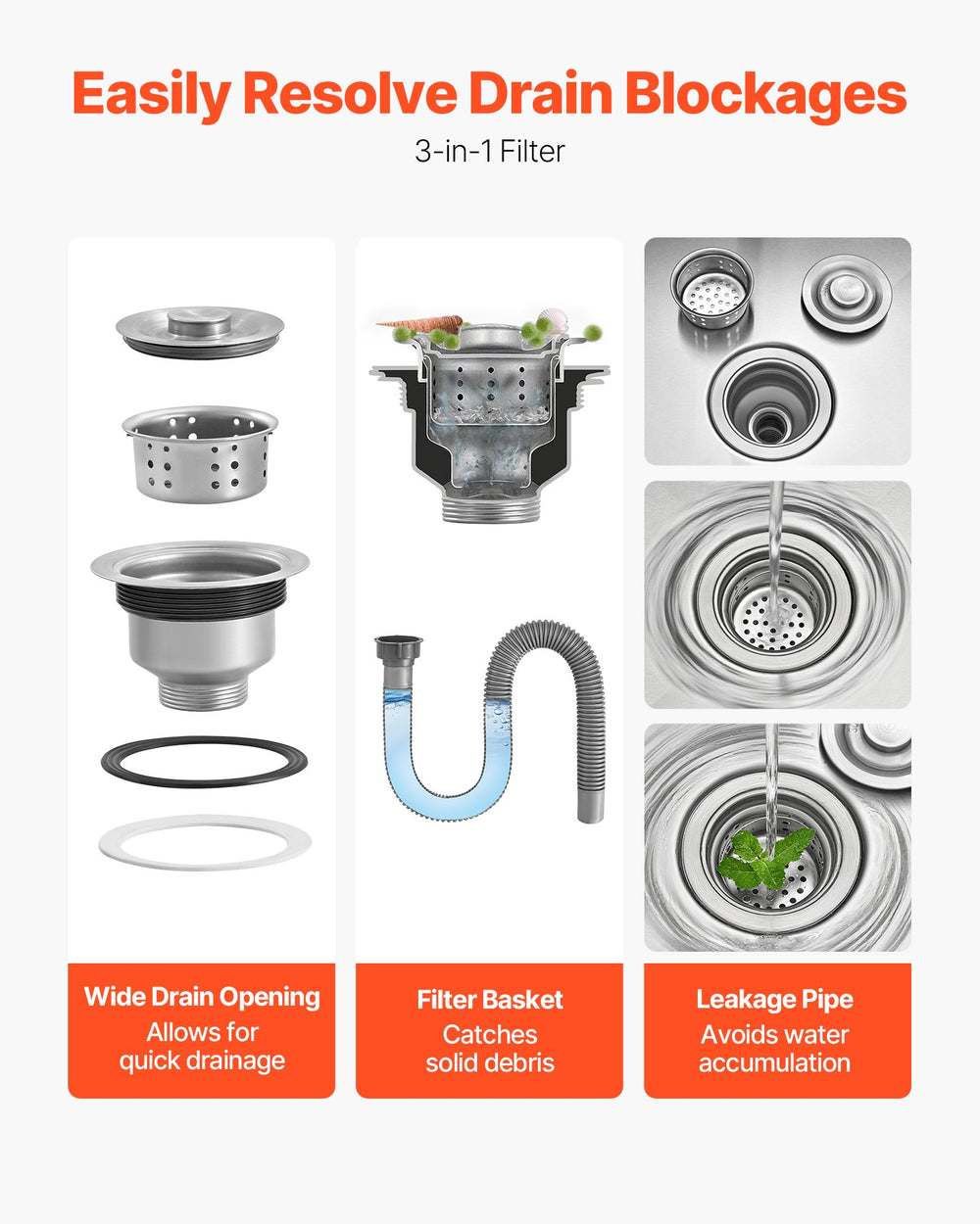 VEVOR 3-in-1 filter drainage system components overview