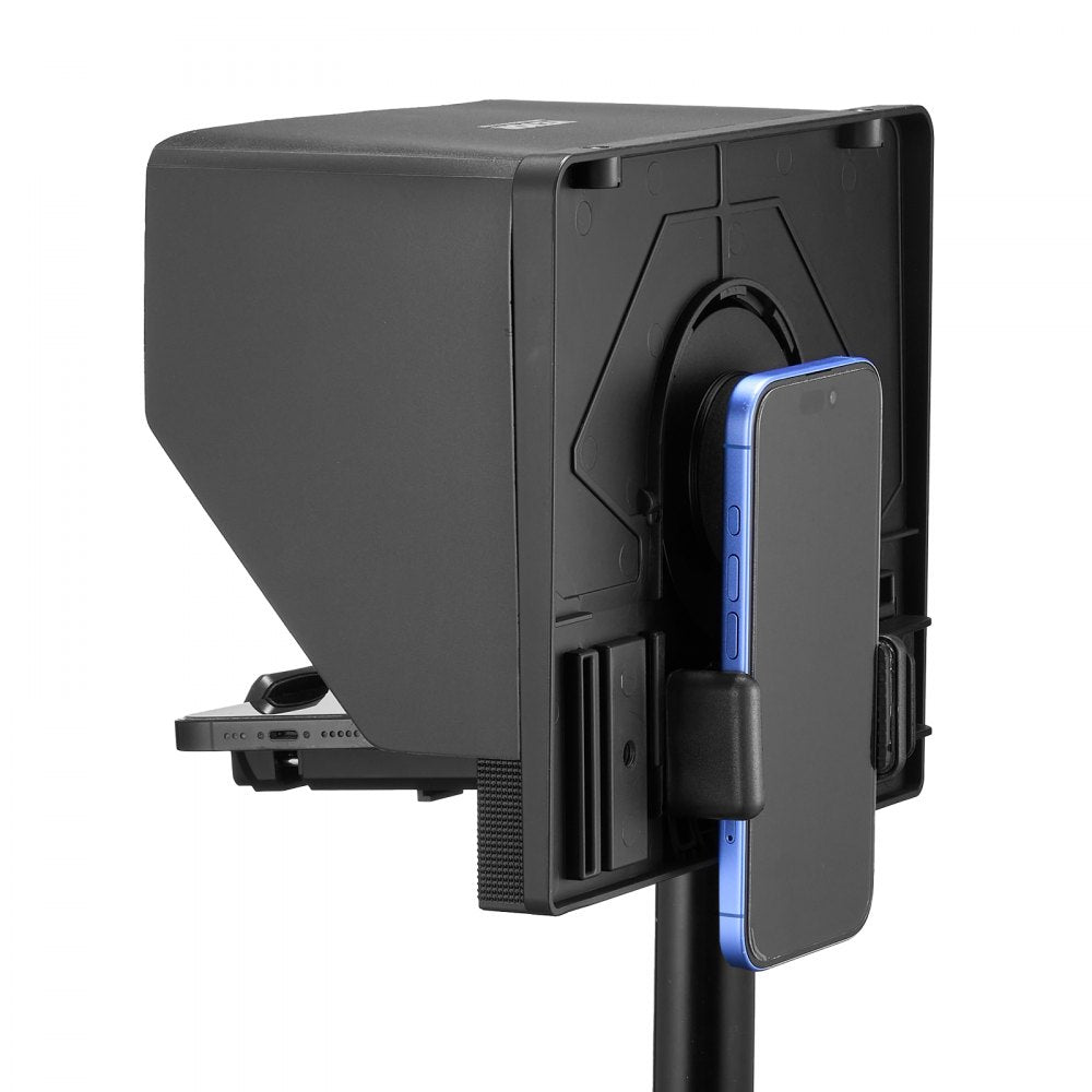 VEVOR Teleprompter, 10" Aluminum Alloy, Desktop Prompter with Adjustable Spectroscope, Remote Control, for YouTube, Twitch, Zoom, Supports DSLR/Webcam/Smartphone, for Video Recording/Live Streaming