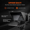 VEVOR Teleprompter, 13" Aluminum Alloy, Floor Type with Adjustable Angle Spectroscope, Remote Control, for YouTube, Twitch, Zoom, Supports DSLR/Webcam/Smartphone, for Video Recording/Live Streaming