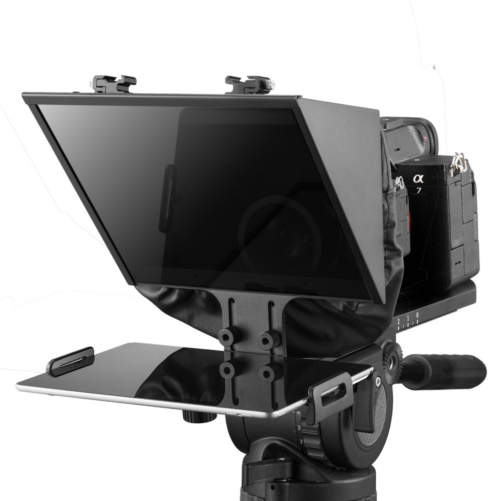 VEVOR Teleprompter, 13" Aluminum Alloy, Floor Type with Adjustable Angle Spectroscope, Remote Control, for YouTube, Twitch, Zoom, Supports DSLR/Webcam/Smartphone, for Video Recording/Live Streaming