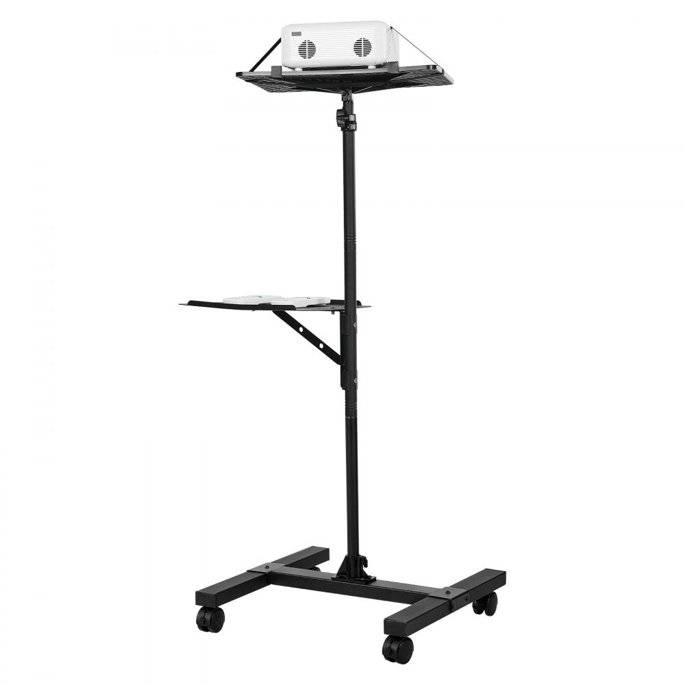 VEVOR Projector Stand, 2 Shelves Laptop Floor Stand, Projector Stands Table with Adjustable Height 33.86 to 53.54 inch, I-Beam Frame Projectors Stands Tripod for Meetings, Outdoor Movies, Video Stand