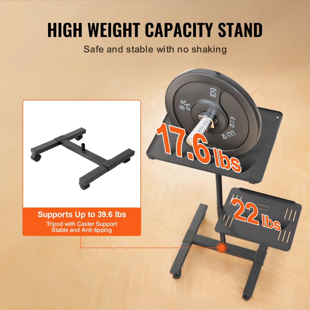 VEVOR Projector Stand with Wheels, Projector Floor Stand Adjustable Height from 22.8 to 57.3 in, Projector Mount with 2 Trays, Ideal for Outdoor Movies, Home, Office, Stage and Studio, Black