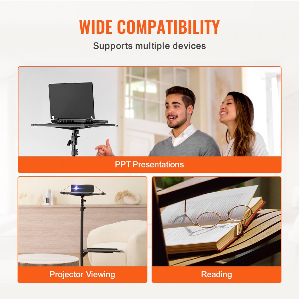 VEVOR Projector Stand with Wheels, Projector Floor Stand Adjustable Height from 22.8 to 57.3 in, Projector Mount with 2 Trays, Ideal for Outdoor Movies, Home, Office, Stage and Studio, Black