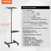 VEVOR Projector Stand with Wheels, Projector Floor Stand Adjustable Height from 22.8 to 57.3 in, Projector Mount with 2 Trays, Ideal for Outdoor Movies, Home, Office, Stage and Studio, Black