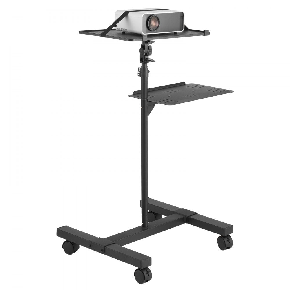 VEVOR Projector Stand with Wheels, Projector Floor Stand Adjustable Height from 22.8 to 57.3 in, Projector Mount with 2 Trays, Ideal for Outdoor Movies, Home, Office, Stage and Studio, Black