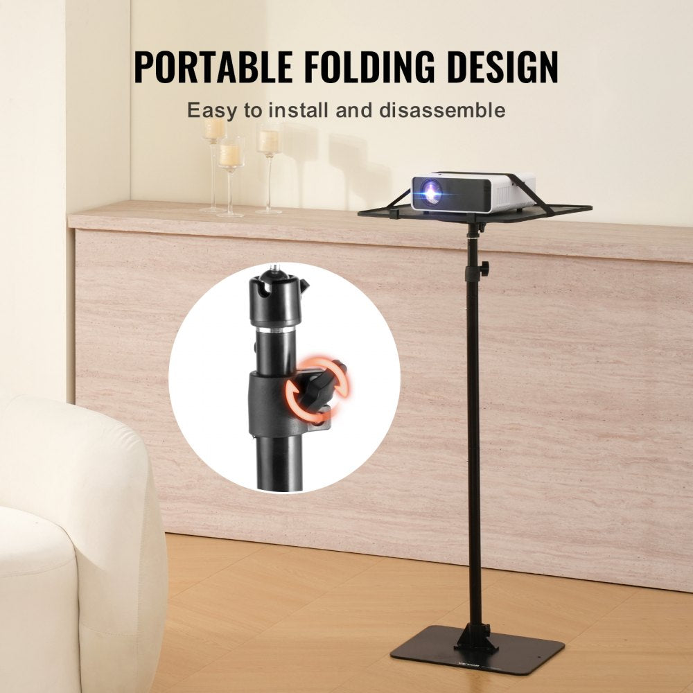 VEVOR Projector Stand, Projector Floor Stand Adjustable Height from 30.3 to 63.4 in, Projector Mount with Tray, Ideal for Outdoor Movies, Home, Office, Stage and Studio, Black