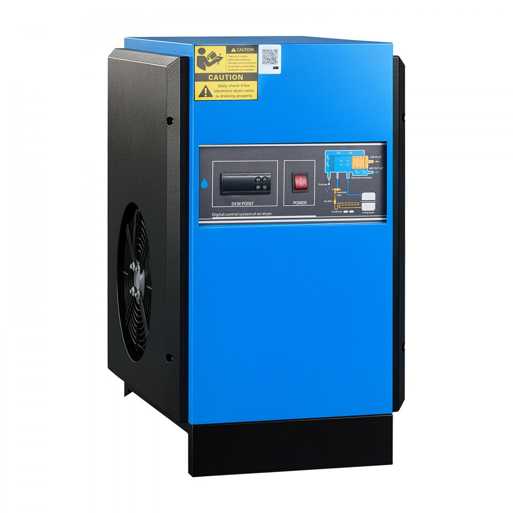 VEVOR Compressed Air Dryer, 50CFM Refrigerated Air Dryer, 120V 60Hz Industrial Refrigerated Air-Drying System for 10HP Compressors - with Color Screen Control Panel and Automatic Drainage